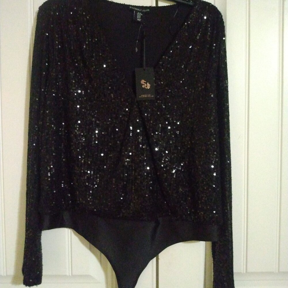 Ladies Black Sequin Blouse